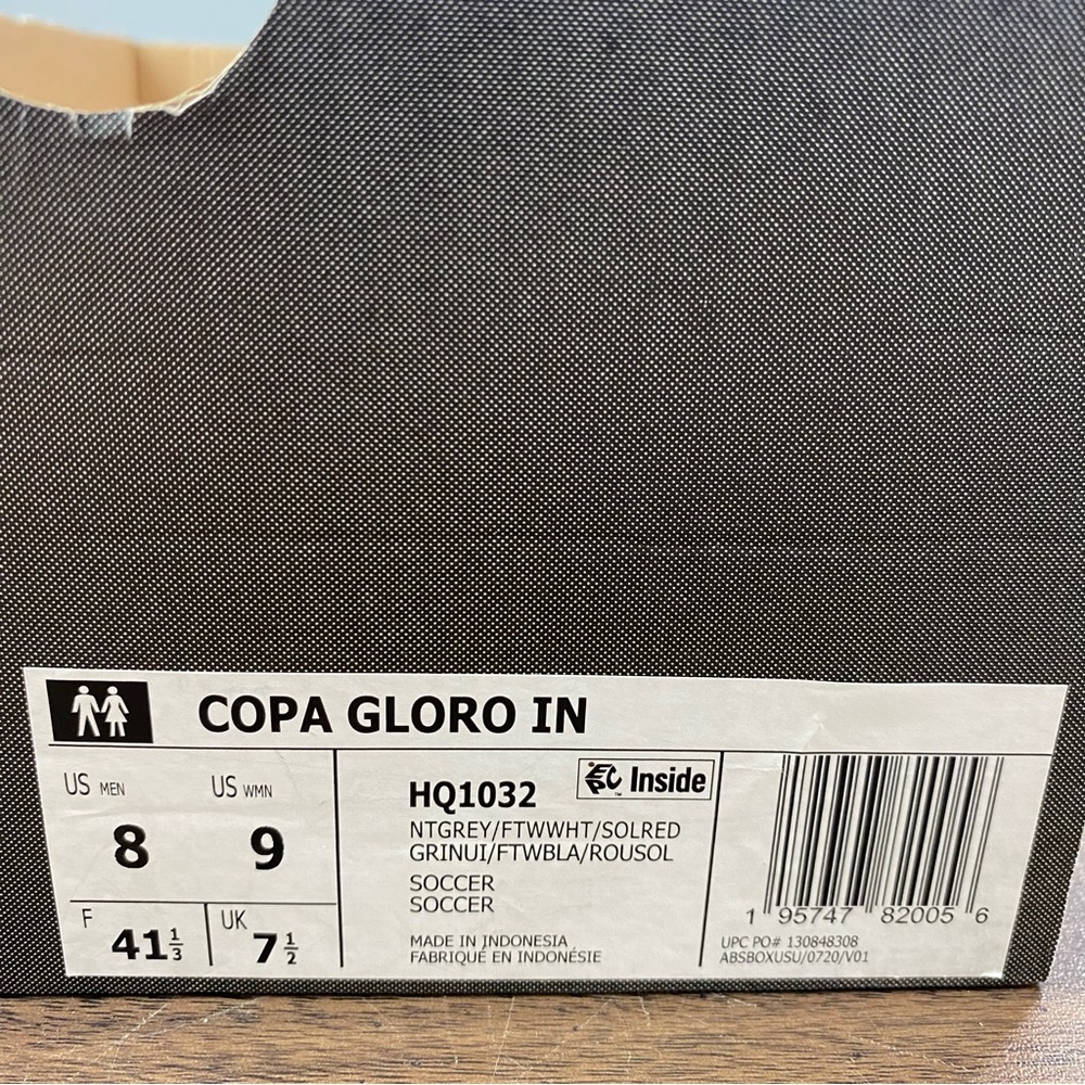 Adidas Copa Gloro IN Indoor Soccer Shoes Gray White Gum HQ1032 Men's Sz - Picture 9 of 11